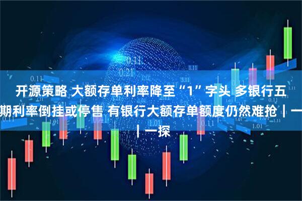 开源策略 大额存单利率降至“1”字头 多银行五年期利率倒挂或停售 有银行大额存单额度仍然难抢｜一探